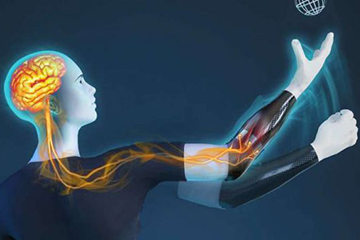 Graphic of person using prosthetic arm. Image credit Imperial College London